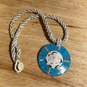 Shell Inlay Artisan Beaded Necklace